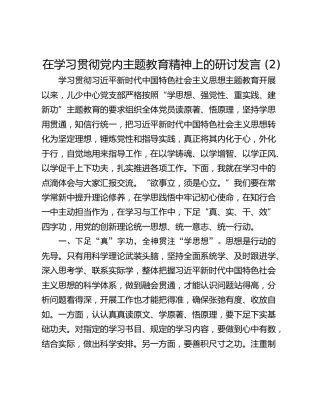 在学习贯彻党内主题教育精神上的研讨发言 (2)