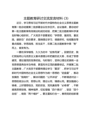 主题教育研讨交流发言材料 (3)