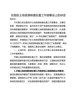 在园区土地资源核查处置工作部署会上的讲话_1