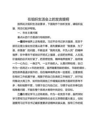 在组织生活会上的发言提纲_1
