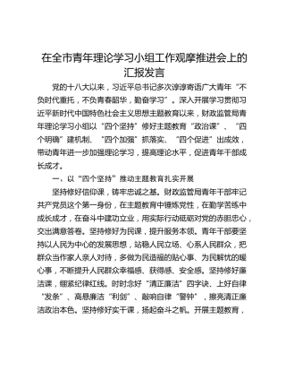 在全市青年理论学习小组工作观摩推进会上的汇报发言_1