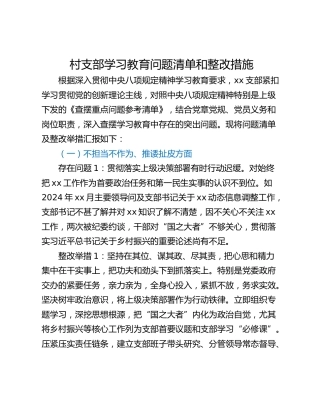 村支部学习教育问题清单和整改措施