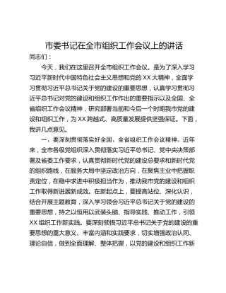 市委书记在全市组织工作会议上的讲话_1