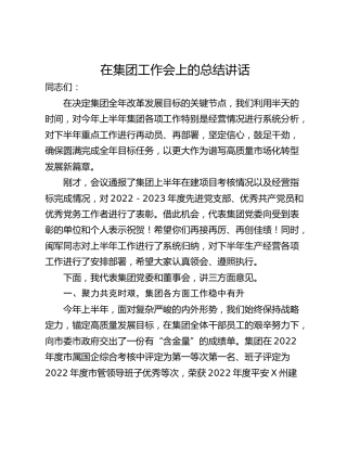 在集团工作会上的总结讲话_1