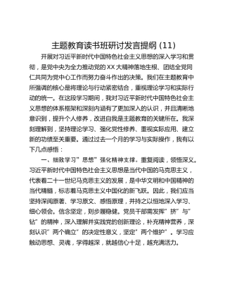 主题教育读书班研讨发言提纲 (11)