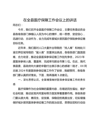 在全县医疗保障工作会议上的讲话_1