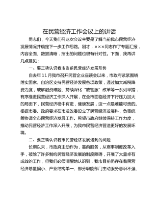 在民营经济工作会议上的讲话_1