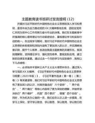 主题教育读书班研讨发言提纲 (12)