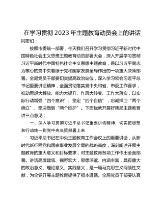 在学习贯彻2023年主题教育动员会上的讲话