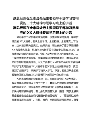 副总经理在全市县处级主要领导干部学习贯彻党的二十大精神专题学习班上的讲话_1