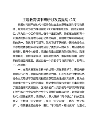 主题教育读书班研讨发言提纲 (13)