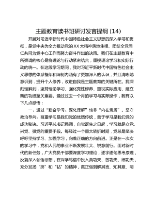 主题教育读书班研讨发言提纲 (14)