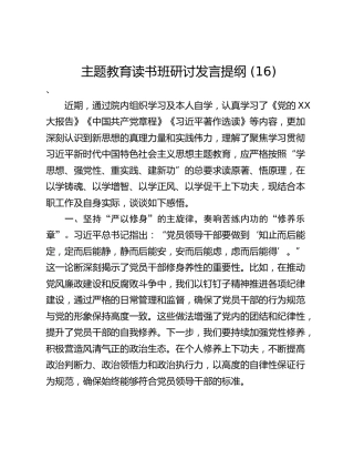 主题教育读书班研讨发言提纲 (16)_1