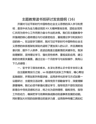 主题教育读书班研讨发言提纲 (16)