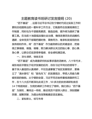 主题教育读书班研讨发言提纲 (20)