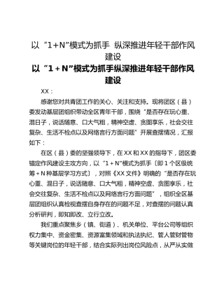 以“1N”模式为抓手  纵深推进年轻干部作风建设