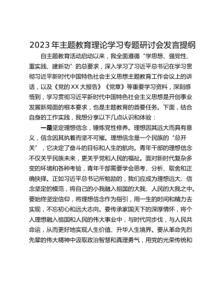 2023年主题教育理论学习专题研讨会发言提纲_1