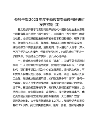 领导干部2023年度主题教育专题读书班研讨发言提纲 (3)