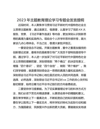 2023年主题教育理论学习专题会发言提纲