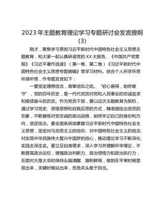 2023年主题教育理论学习专题研讨会发言提纲 (3)