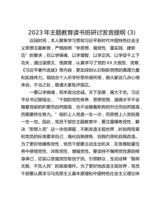 2023年主题教育读书班研讨发言提纲 (3)