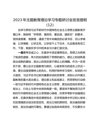 2023年主题教育理论学习专题研讨会发言提纲 (12)