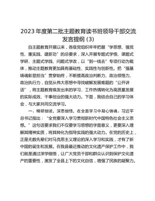 2023年度第二批主题教育读书班领导干部交流发言提纲 (3)