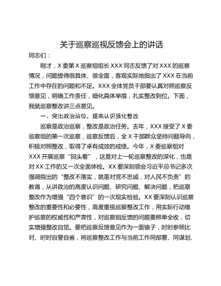 关于巡察巡视反馈会上的讲话