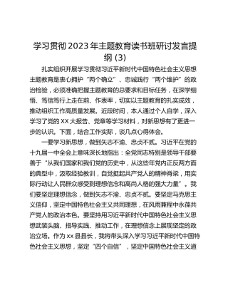 学习贯彻2023年主题教育读书班研讨发言提纲 (3)