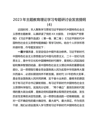 2023年主题教育理论学习专题研讨会发言提纲 (4)