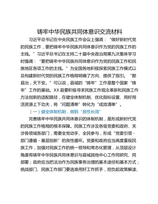 铸牢中华民族共同体意识交流材料