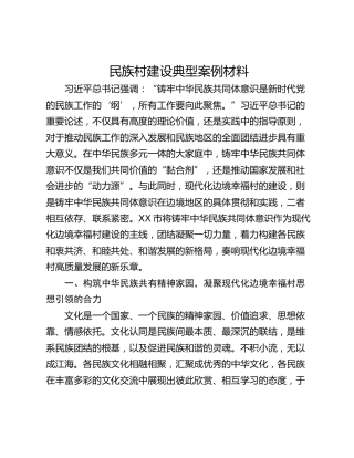 民族村建设典型案例材料