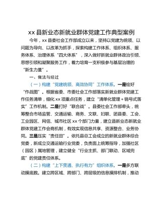 xx县新业态新就业群体党建工作典型案例
