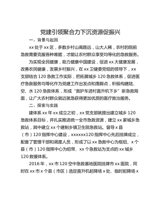 党建引领聚合力下沉资源促振兴