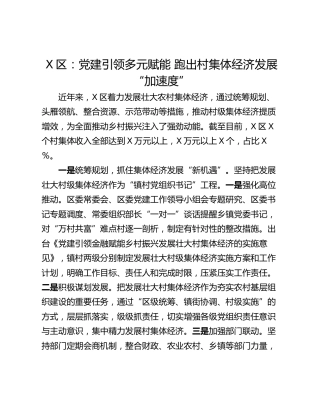 X区：党建引领多元赋能 跑出村集体经济发展“加速度”