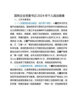 国有企业党委书记2024年个人政治画像