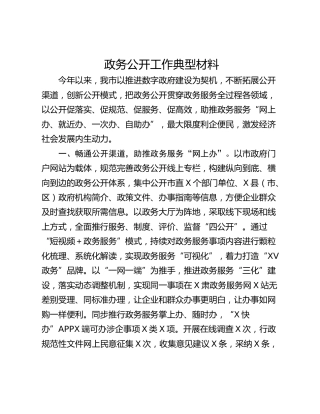 政务公开工作典型材料