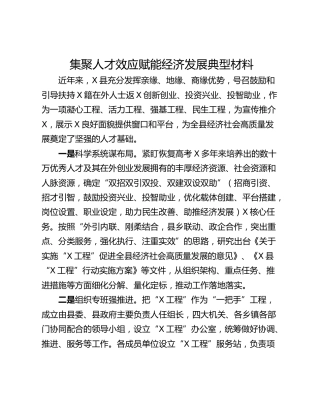 集聚人才效应赋能经济发展典型材料