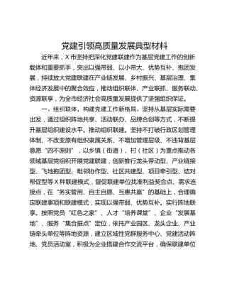 党建引领高质量发展典型材料