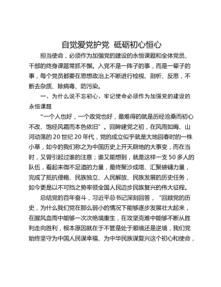 自觉爱党护党  砥砺初心恒心