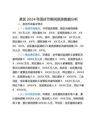 某区2024年国庆节期间旅游数据分析