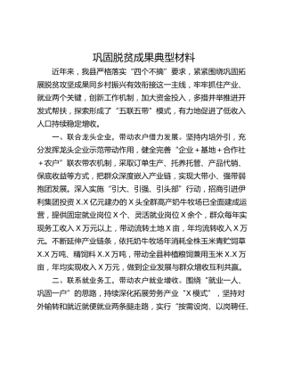巩固脱贫成果典型材料