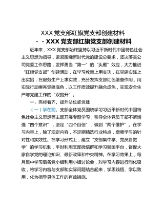 XXX党支部红旗党支部创建材料