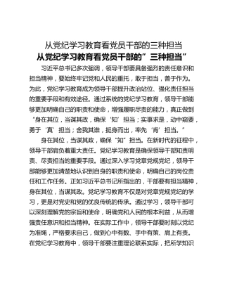 从党纪学习教育看党员干部的三种担当