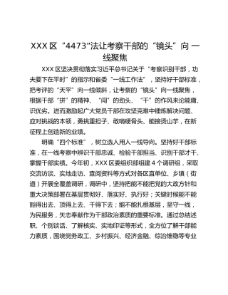 XXX区“4473”法让考察干部的“镜头”向 一线聚焦