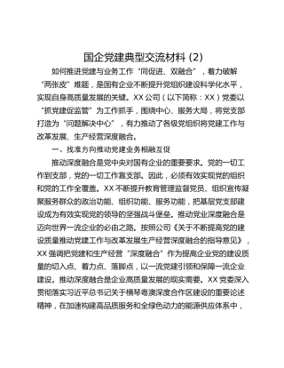 国企党建典型交流材料 (2)