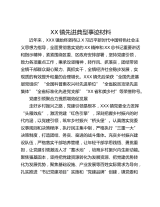 XX镇先进典型事迹材料