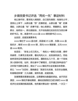 乡镇党委书记评选“两优一先”事迹材料