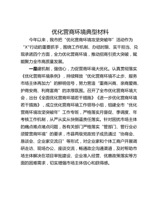 优化营商环境典型材料