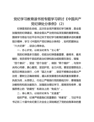 党纪学习教育读书班专题学习研讨《中国共产党纪律处分条例》 (2)